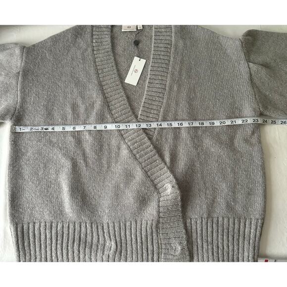 AG Amari Bishop Sleeve Crop Sweater in Net Grey Size L - Picture 11 of 11